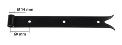 Penture noire en acier à bout queue de carpe 40x3 D14 Long 350mm | Volets-sur-Mesure.com