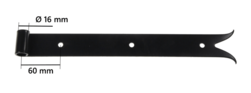 Penture noire en acier à bout queue de carpe 40x3 D16 Long 1150mm | Volets-sur-Mesure.com