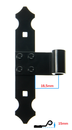 Penture noire en T en aluminium 35x4 D14 noeud Lg 18,5mm