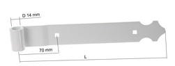 Penture en alu blanche à bout trèfle 40x4 D14 long 560 mm pour déport de 11 à 30mm | Volets-sur-Mesure.com