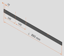 Contre penture noire à bout droit en alu 40x3 D14 long 850 mm | Volets-sur-Mesure.com