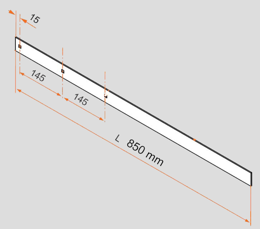 Contre penture blanche à bout droit en alu 40x3 D14 long 850 mm | Volets-sur-Mesure.com