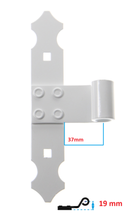 Penture blanche en T en aluminium 35x4 D14 noeud Lg 37mm | Volets-sur-Mesure.com