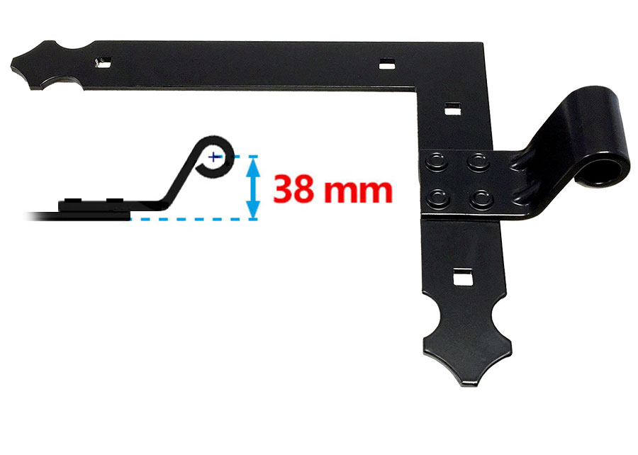 Penture Equerre coudée en aluminium noire 35x4 D14 sens droit noeud Lg 30mm | Volets-sur-Mesure.com