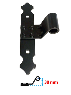 Penture noire en T coudée en aluminium 35x4 D14 noeud Lg 30mm