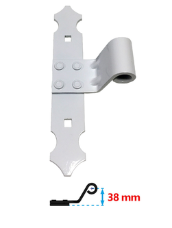 Penture blanche en T coudée en aluminium 35x4 D14 noeud Lg 30mm | Volets-sur-Mesure.com