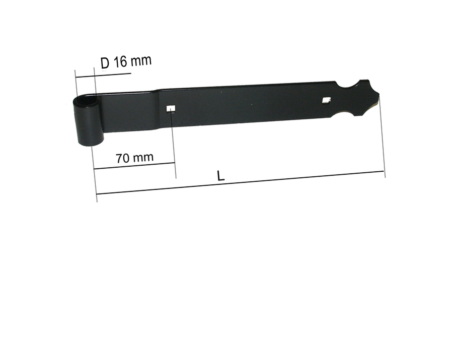 Penture en alu noire à bout trèfle 40x4 D16 long 270 mm pour déport de 11 à 30mm | Volets-sur-Mesure.com
