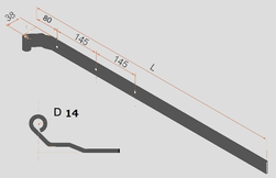 Penture noire N° 1 à bout droit en alu 40x5 D14 long 850 mm pour déport de 30 à 50mm | Volets-sur-Mesure.com