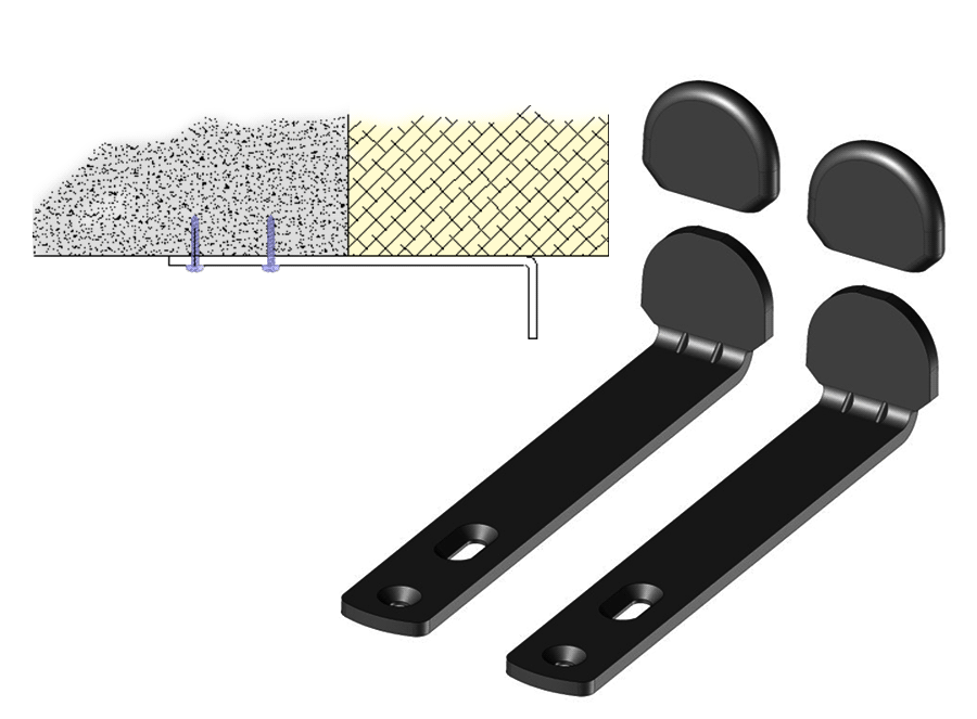 Lot 2 Butées ITE en aluminium Noires avec capuchon | Volets-sur-Mesure.com