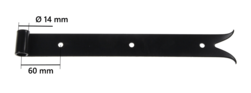 Penture noire en acier à bout queue de carpe 40x3 D14 Long 950mm