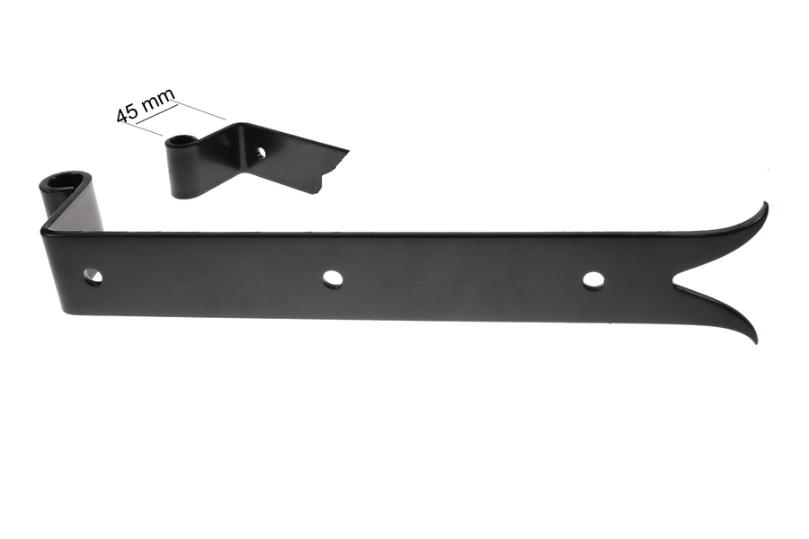 Penture noire inversée en acier à bout queue de carpe 40x4  D14 Long 700mm | Volets-sur-Mesure.com