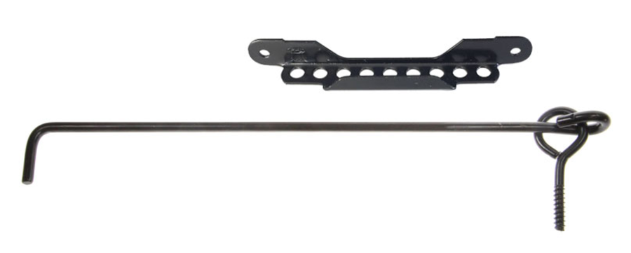 Crochet + Crémaillère en acier noir longueur 400 | Volets-sur-Mesure.com