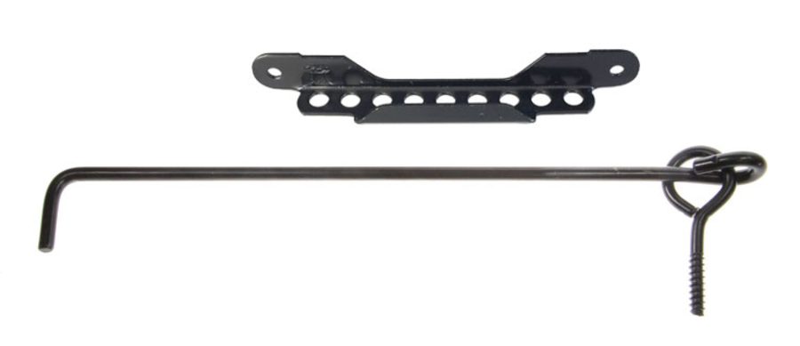 Crochet + Crémaillère en acier noir longueur 300 | Volets-sur-Mesure.com