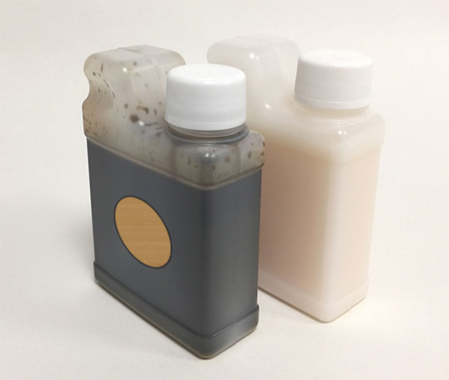 2 pots en 250 ml  (1 pot teinte chêne moyen + 1 pot lasure incolore) | Volets-sur-Mesure.com