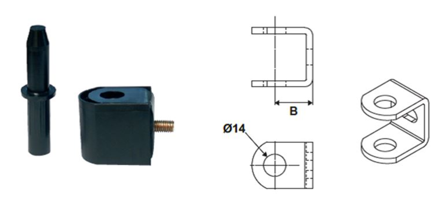 Gond Court Express à visser en acier noir D14 L 25mm | Volets-sur-Mesure.com