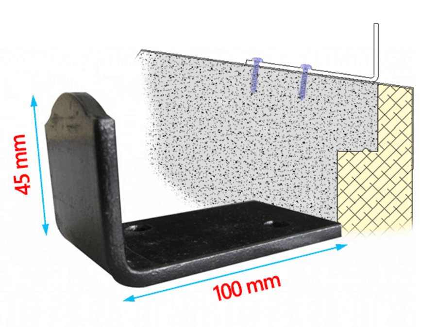 Butée ITE Basse en acier LONG 100 mm | Volets-sur-Mesure.com