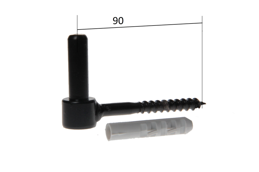 Gond court à visser en acier noir D14 L 90mm | Volets-sur-Mesure.com