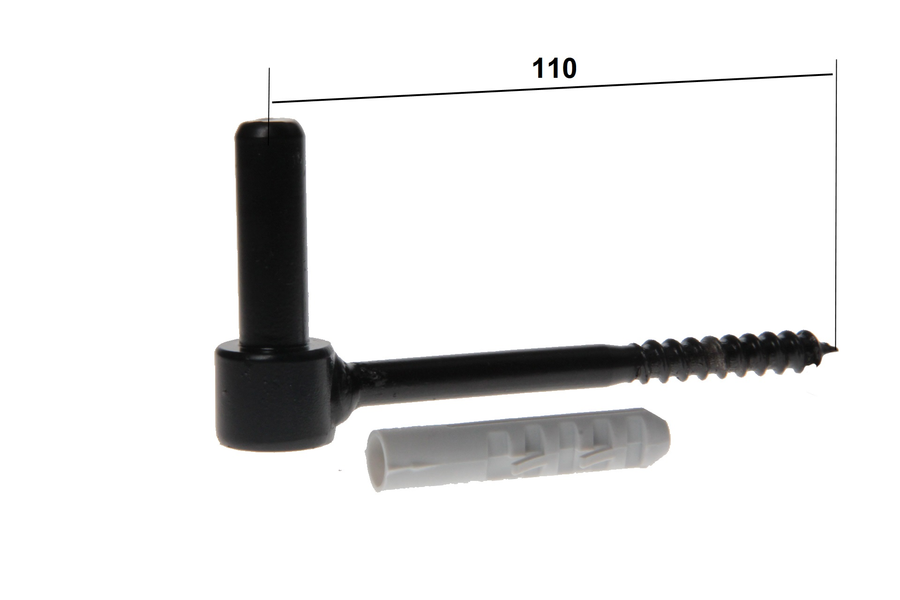 Gond long a visser en acier noir D14 L110mm | Volets-sur-Mesure.com