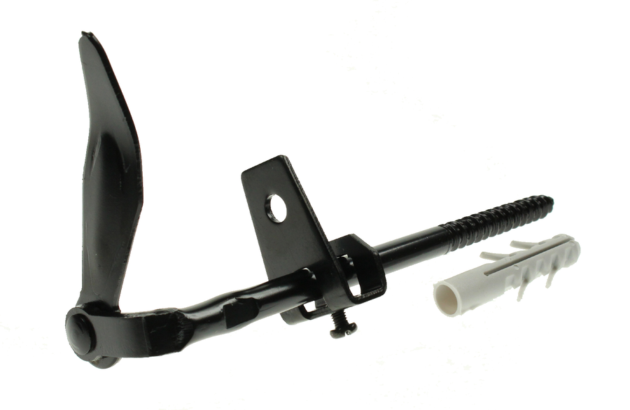 Arrêt long a visser en acier noir L 215mm avec butée | Volets-sur-Mesure.com