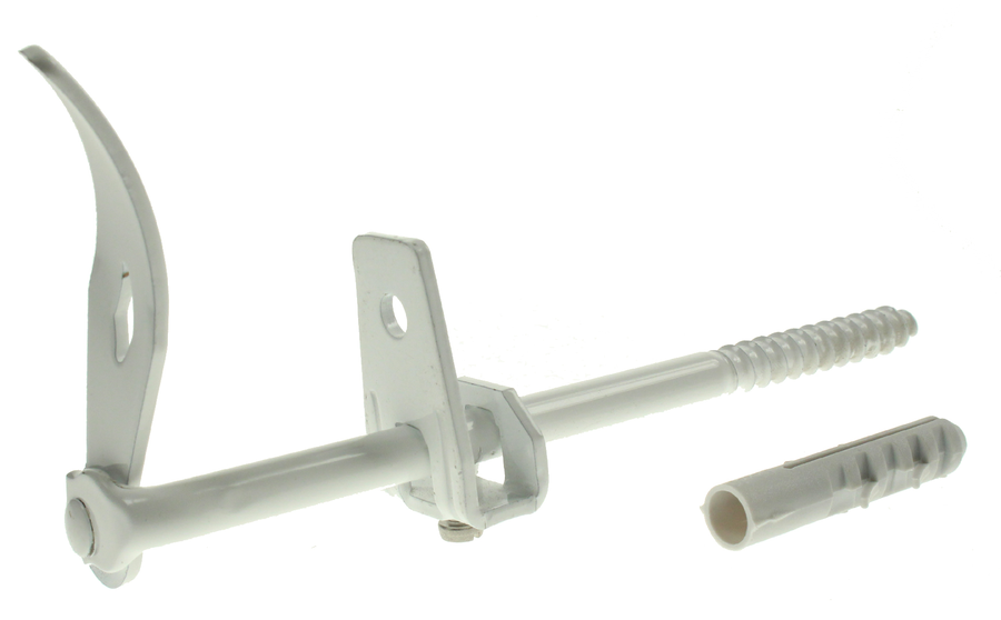 Arrêt long a visser en acier blanc L 215mm avec butée | Volets-sur-Mesure.com