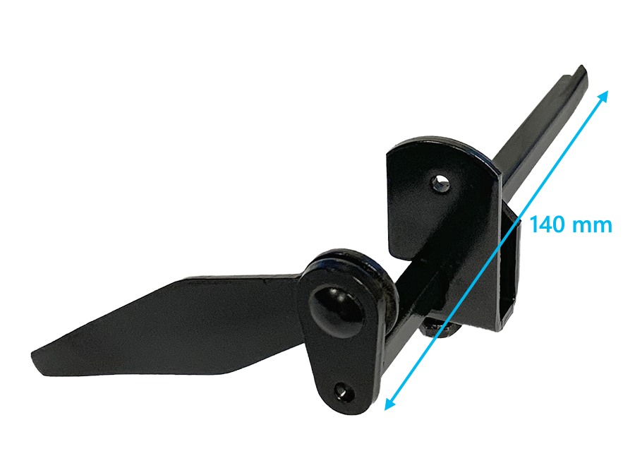 Arrêt court à sceller en acier noir L 140mm avec butée | Volets-sur-Mesure.com