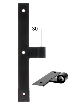 Penture noire en T à bout droit en acier 30x4 D14 noeud Lg 30mm | Volets-sur-Mesure.com