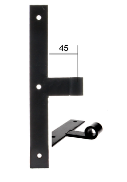 Penture noire en T à bout droit en acier 30x4 D14 noeud Lg 45mm | Volets-sur-Mesure.com