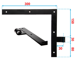 Penture Equerre à bout droit acier sens droit D14 noeud Lg 30mm | Volets-sur-Mesure.com