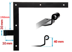 Penture équerre coudée à bout droit en acier sens gauche Ø14 noeud Long. 30 mm | Volets-sur-Mesure.com