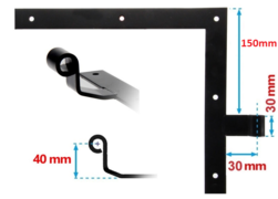 Penture équerre coudée à bout droit acier sens droit Ø14 noeud long. 30 mm | Volets-sur-Mesure.com