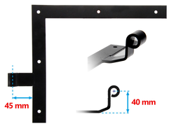 Penture équerre coudée à bout droit en acier sens gauche Ø14 noeud long. 45 mm | Volets-sur-Mesure.com