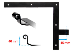 Penture équerre coudée à bout droit en acier sens droit Ø14 noeud long. 45 mm | Volets-sur-Mesure.com